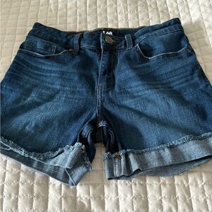 Lee Women's Dark Blue Frayed Hem Jean Shorts